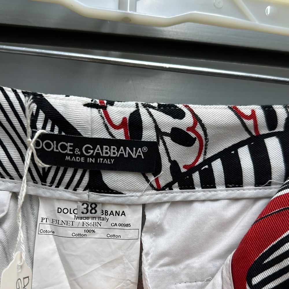 Dolce & Gabbana Red and Black Floral Wide Leg Pants - Picture 5 of 10